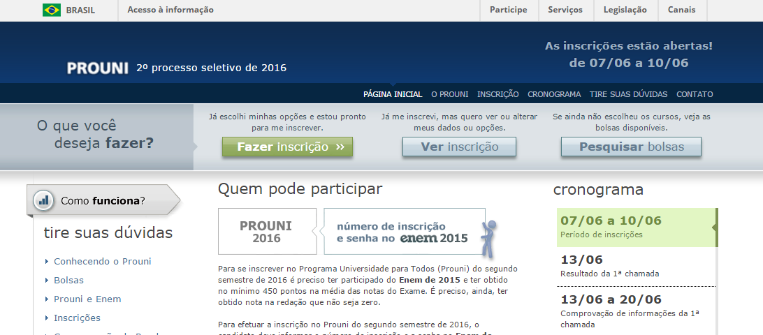 Estudantes podem fazer inscrições para o ProUni a partir de hoje