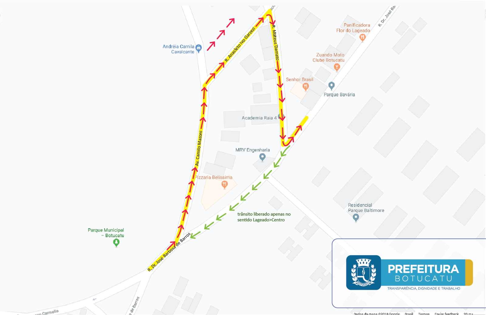 Rua Dr. José Barbosa de Barros está interditada parcialmente para implantação de galerias