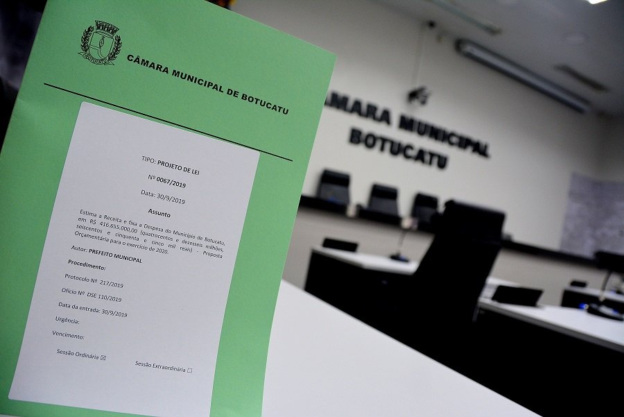 Orçamento previsto de Botucatu para 2020 é de R$ 416 milhões; proposta tramita na Câmara