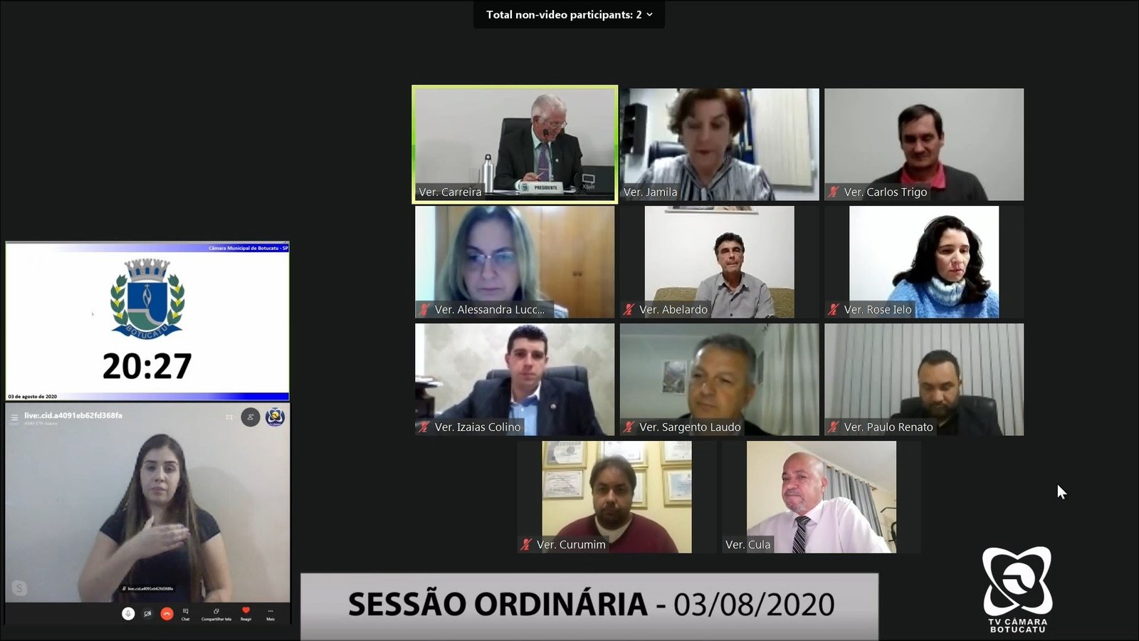 Após recesso, sessão ordinária da Câmara de Botucatu aborda roubo a banco e vota nomes de ruas