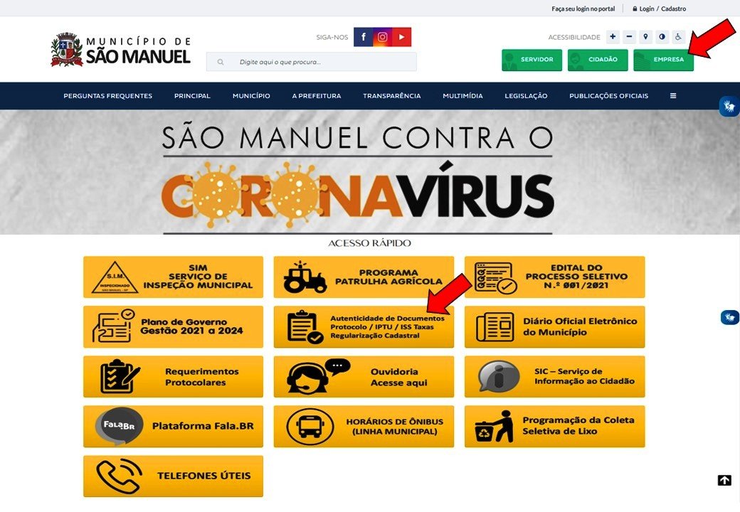 São Manuel disponibiliza 2ª via do IPTU e ISSQN no site da Prefeitura