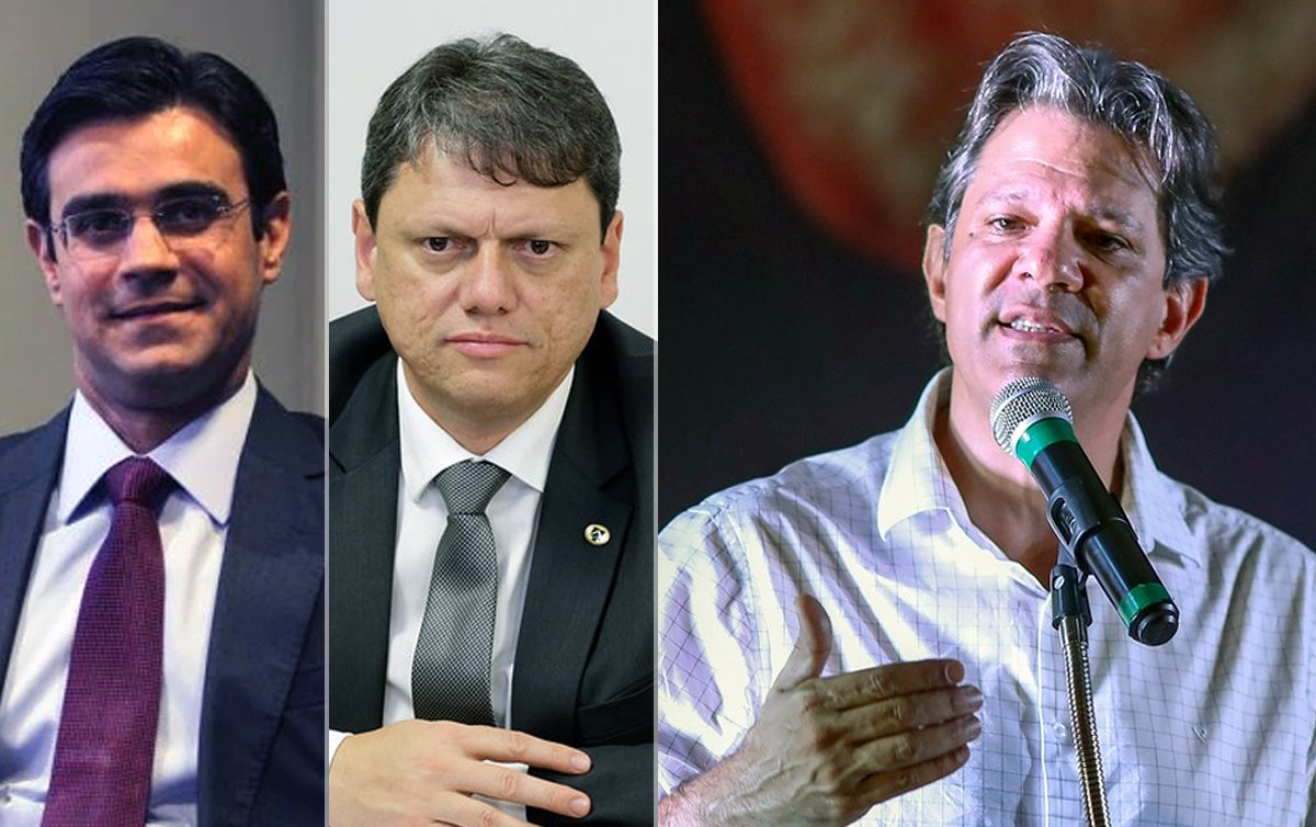 Datafolha em SP: sem França, Haddad tem 34% e lidera. Tarcísio e Garcia têm 13%