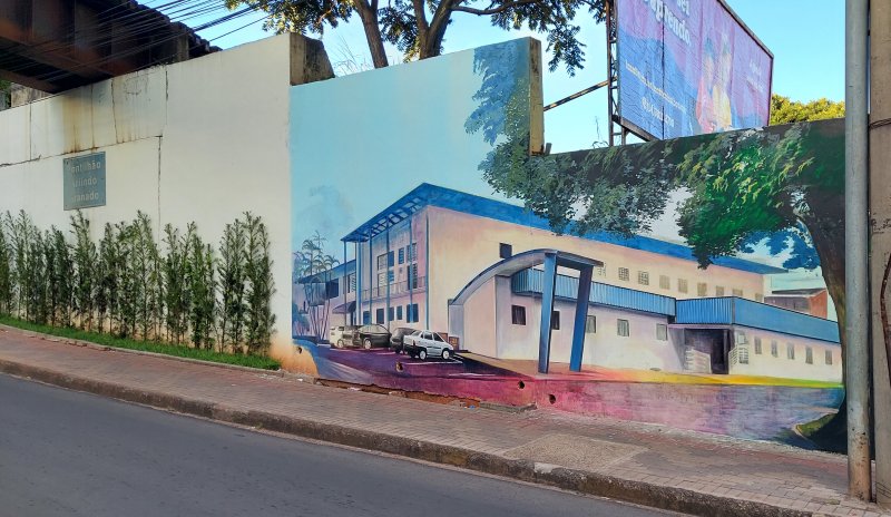 Pontilhão da Fepasa recebe desenhos de pontos históricos da Vila dos Lavradores