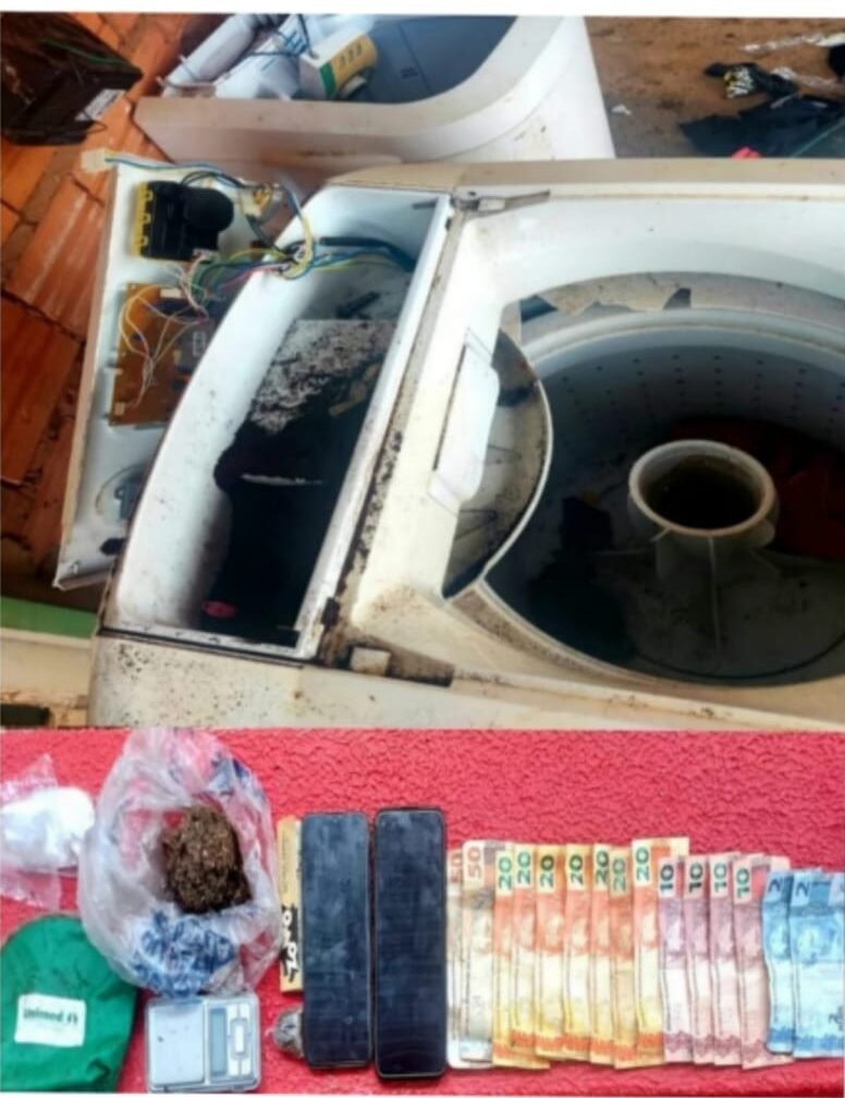 Homem é preso por tráfico; droga era escondida em máquina de lavar roupas