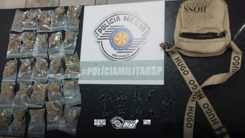 Homem é preso por tráfico de drogas após tentar fugir da PM