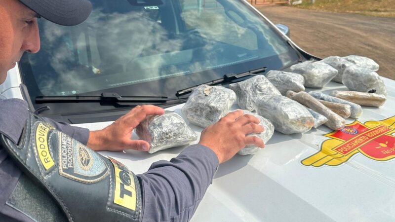 Passageira com crianças flagrada transportando pacotes de 10 kg de skunk e haxixe na bagagem